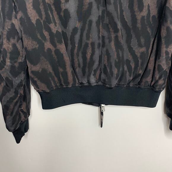 ALLSAINTS Sinai Leopard Print Silk Bomber Jacket Womens Small - Picture 13 of 16